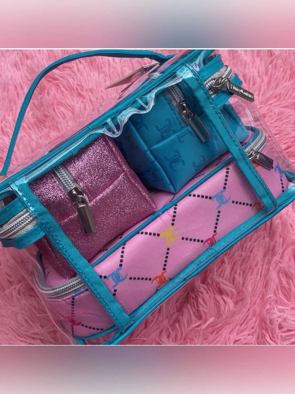 Juicy Couture 4 piece nested bag travel cosmetic set